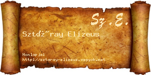 Sztáray Elizeus névjegykártya